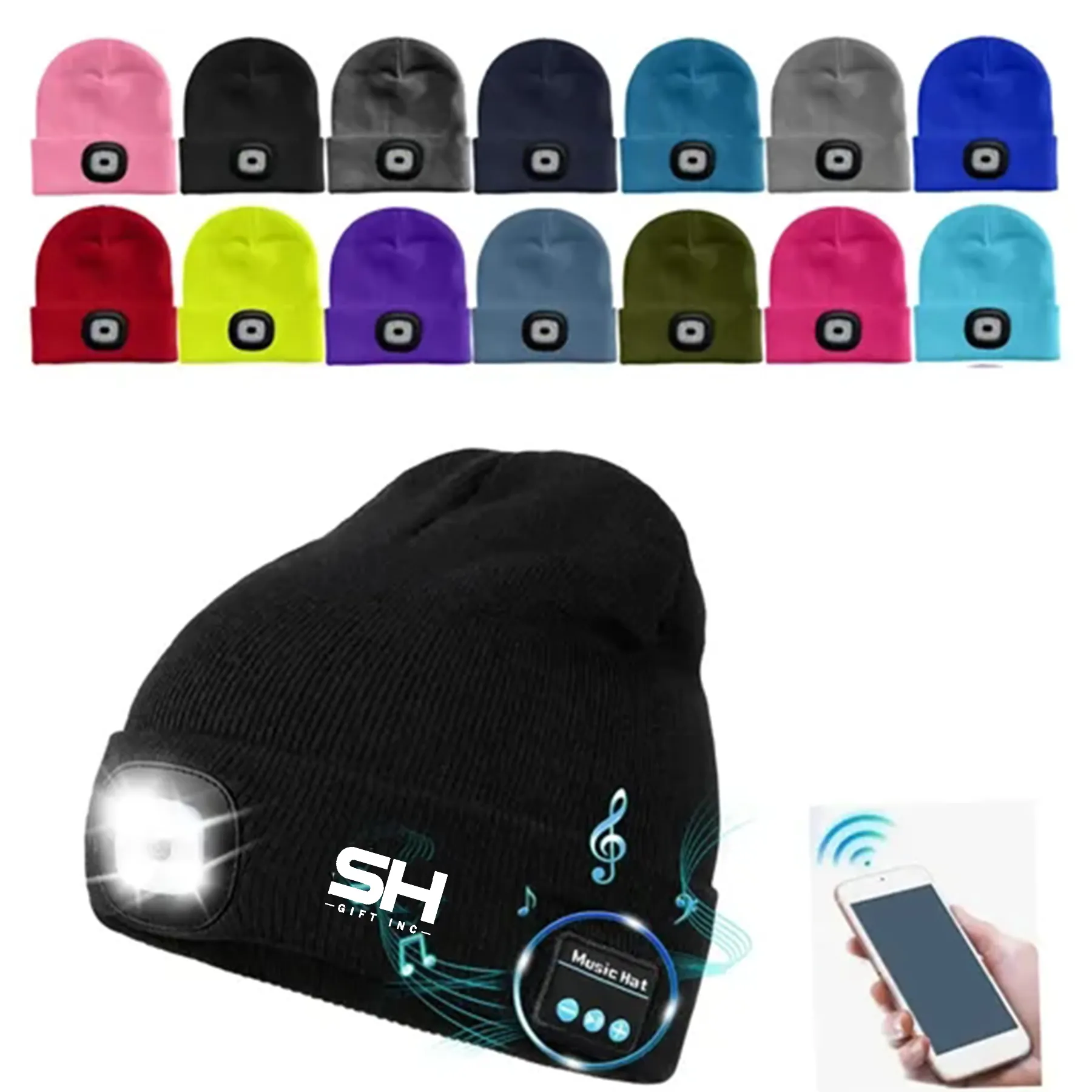 Bluetooth Beanie Hat with LED Light 4
