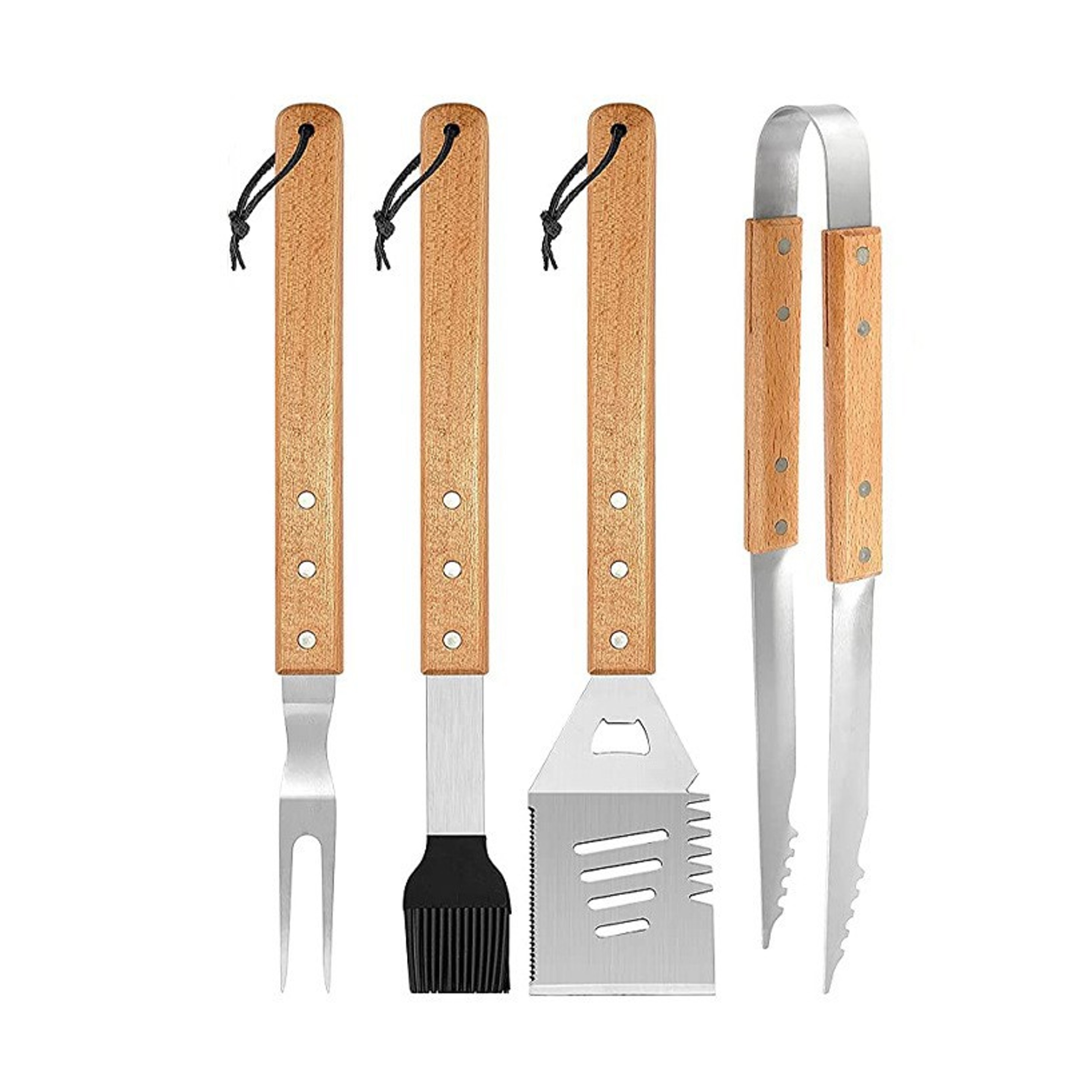 4pcs Wooden Handle Grill Set (direct import) 2