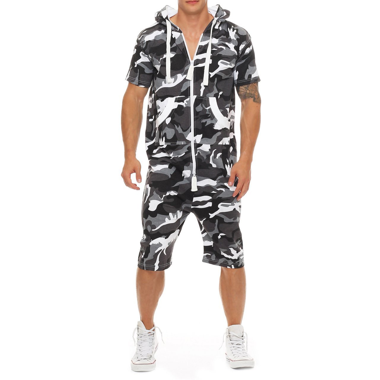 Mens Rompers Hooded Tracksuit Zipper 3