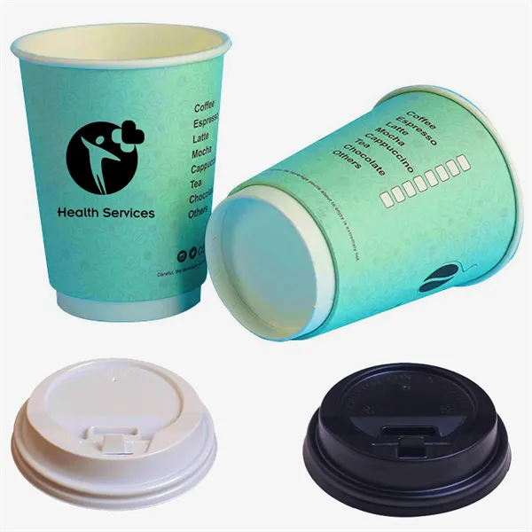 12 oz Food Grade Double Wall Paper Cup w/ Lid