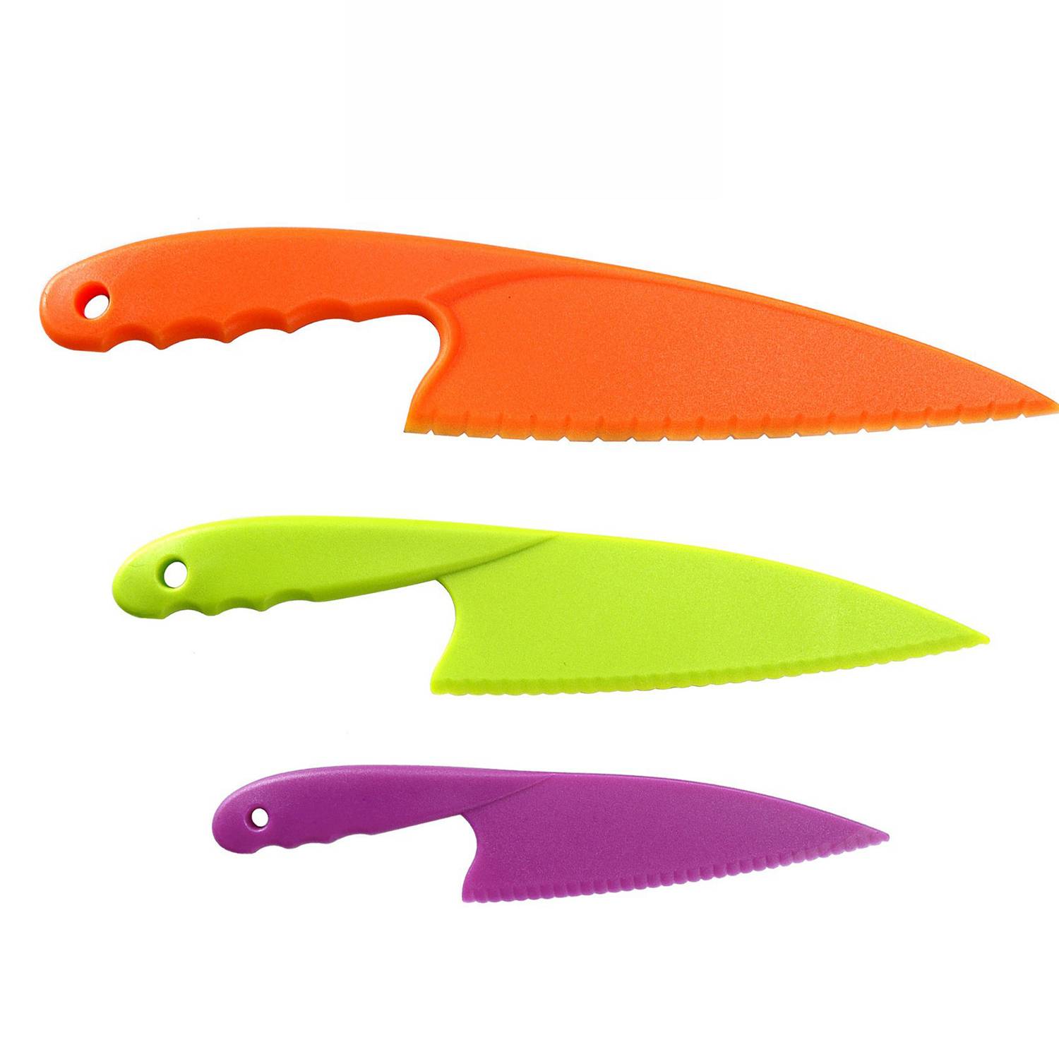 3-Pieces Plastic Cake Knife w/ Serrated Blade 3