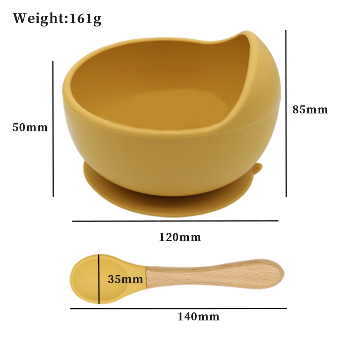 Silicone Suction Bowls And Wooden Spoon For Baby 4