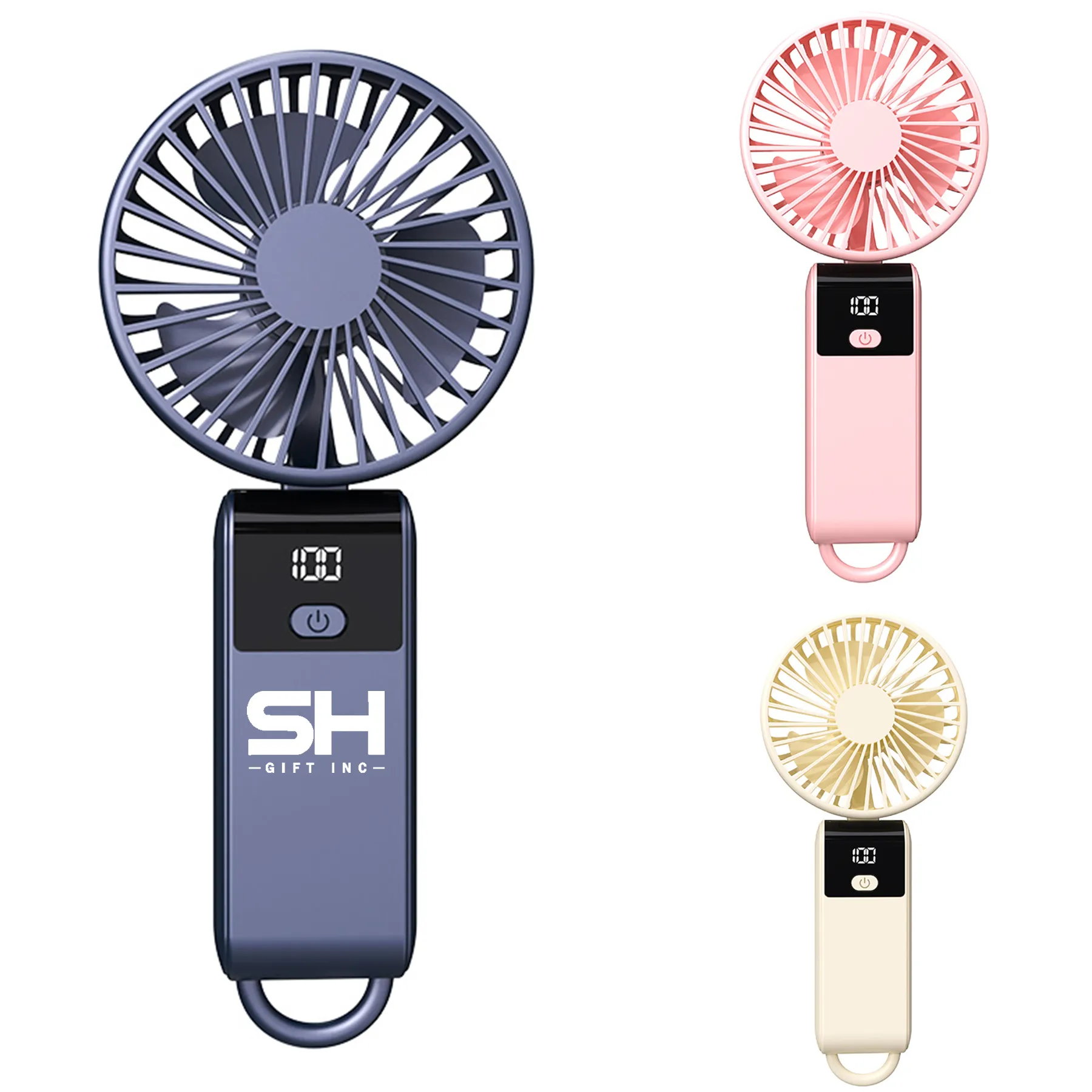 USB Rechargeable Foldable Fan with Real-Time Electricity Display 2