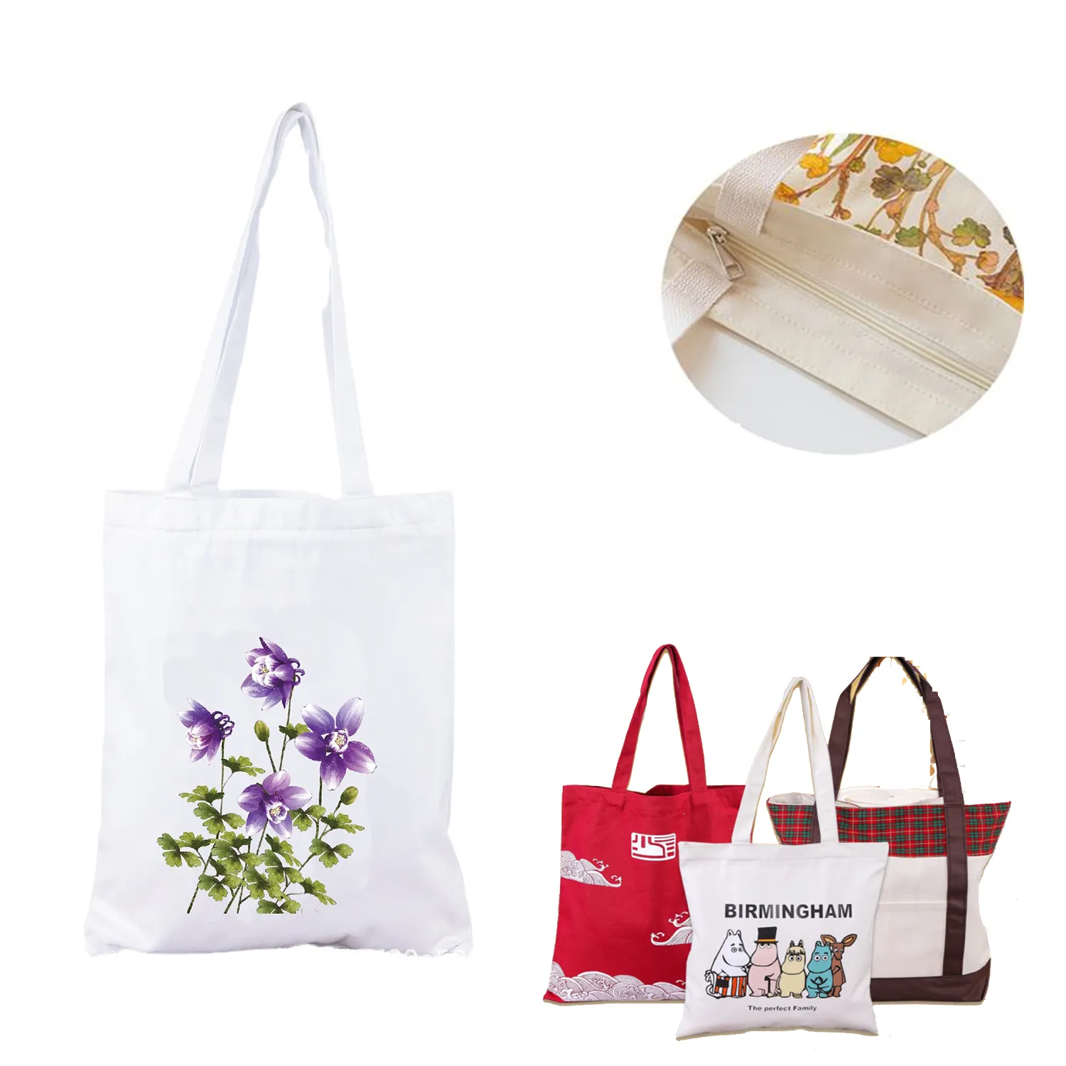 Canvas Bag With Zipper, custom tote bag with logo imprint 2