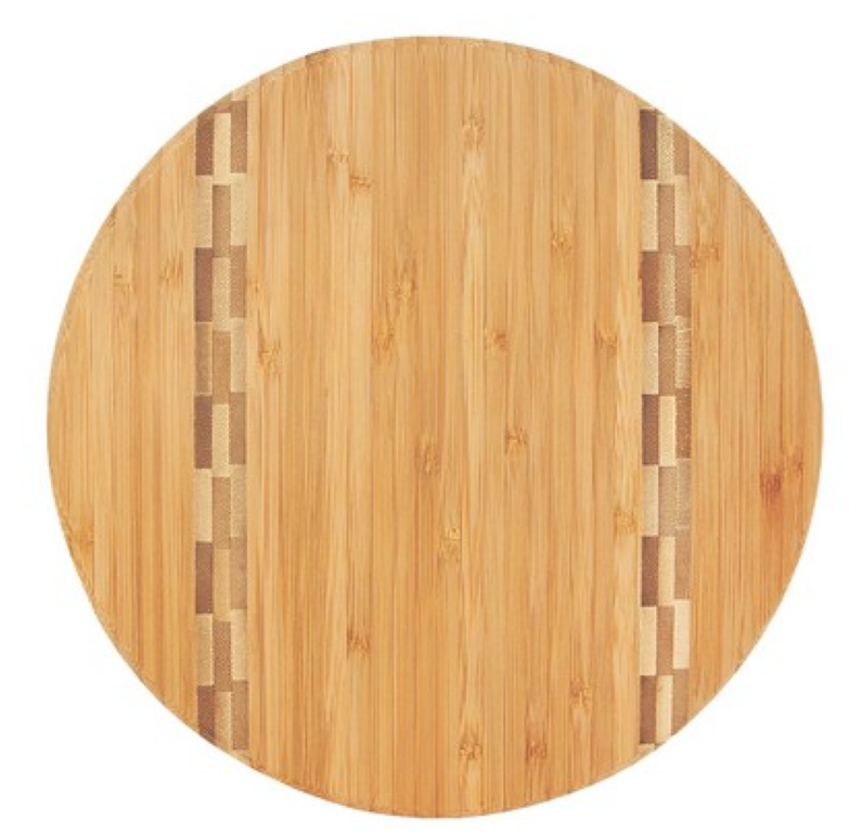 11 1/4" Round Bamboo Cutting Board with Butcher Block Inlay