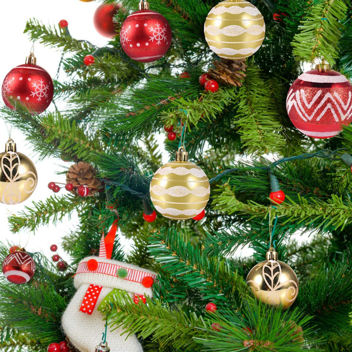 Holiday Bulbs Festive Wedding Hanging Ornaments Christmas Tree Decoration--8 cm 4