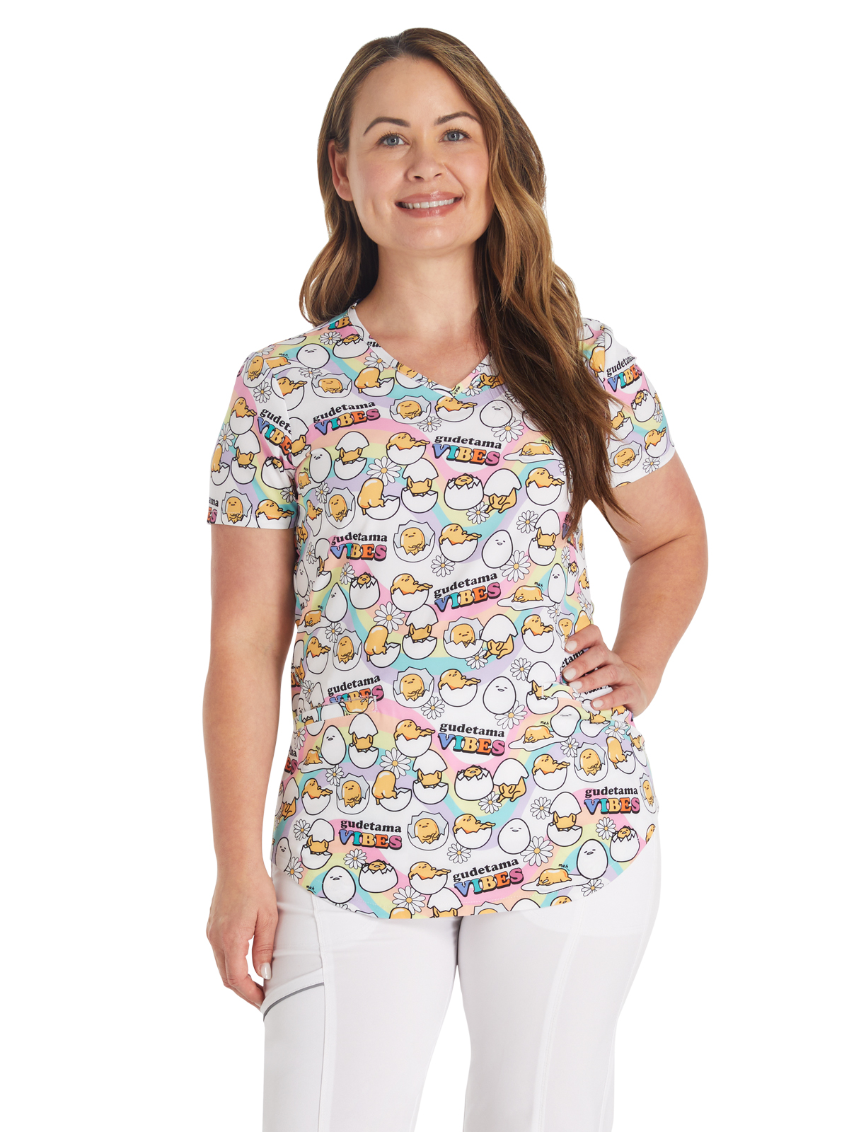 Cherokee - Tooniforms - Women's V-Neck Print Top 21
