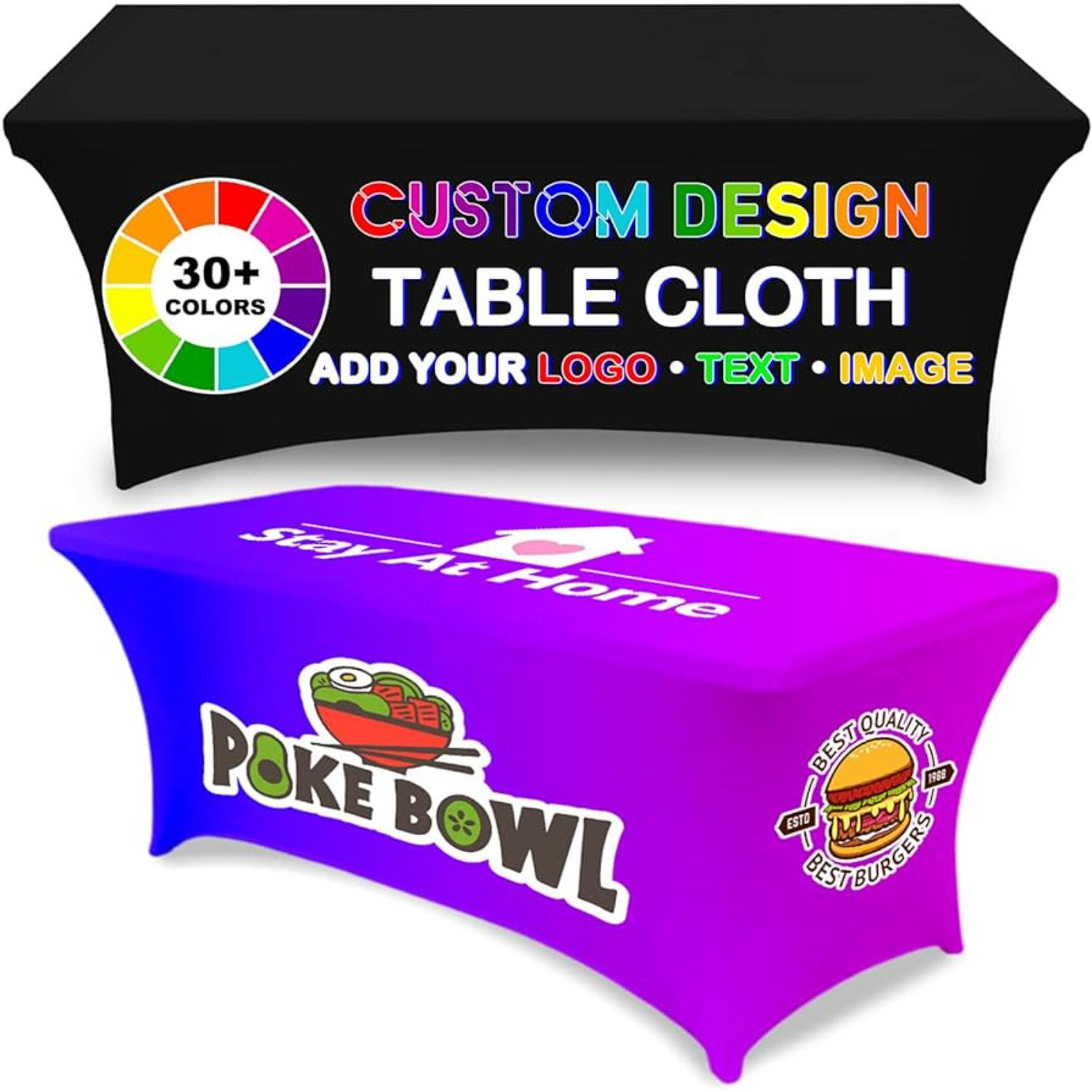 Custom 4ft Throw Dye Sublimated Stretch Table Cloth 4
