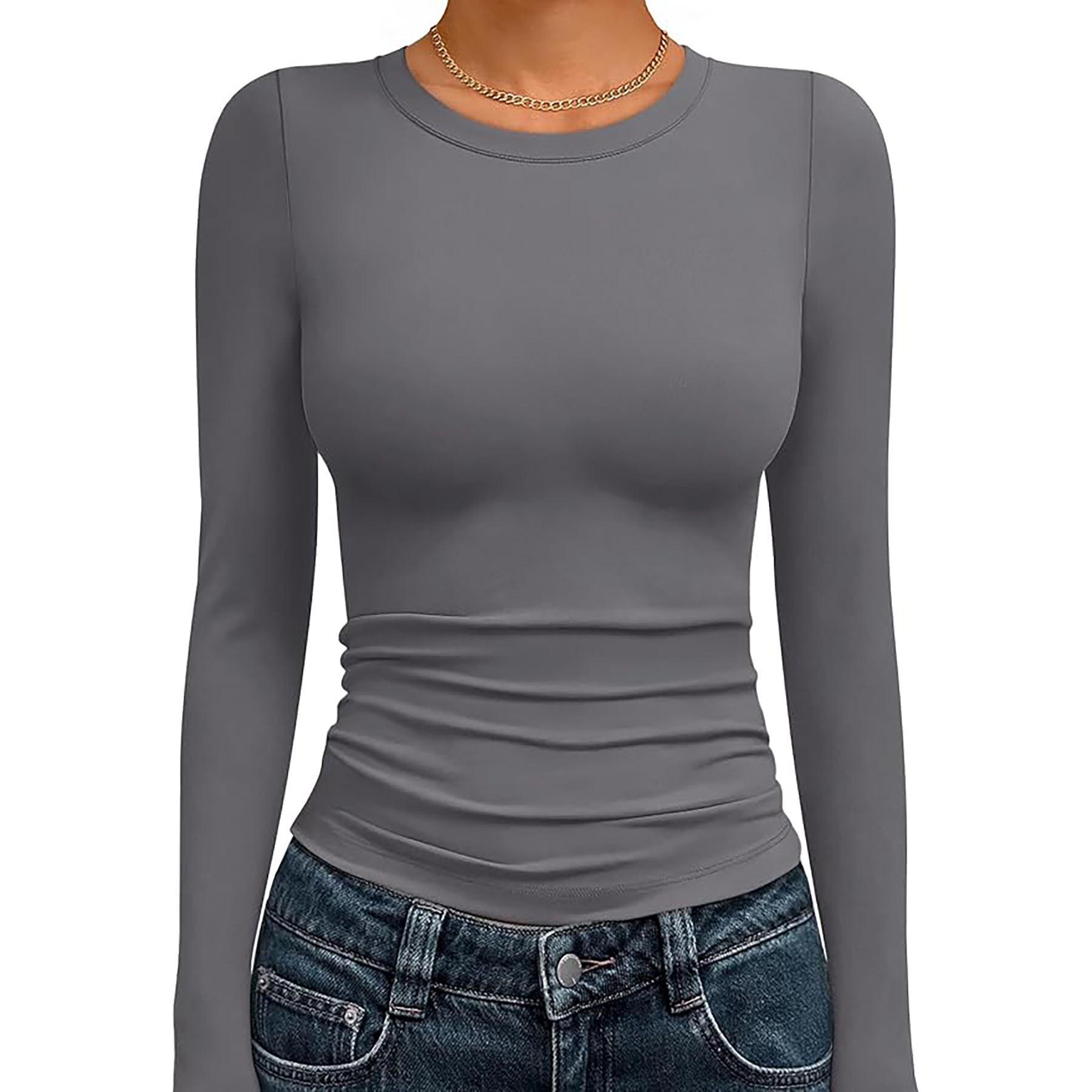 Women's Basic Round Neck Crop Top 38