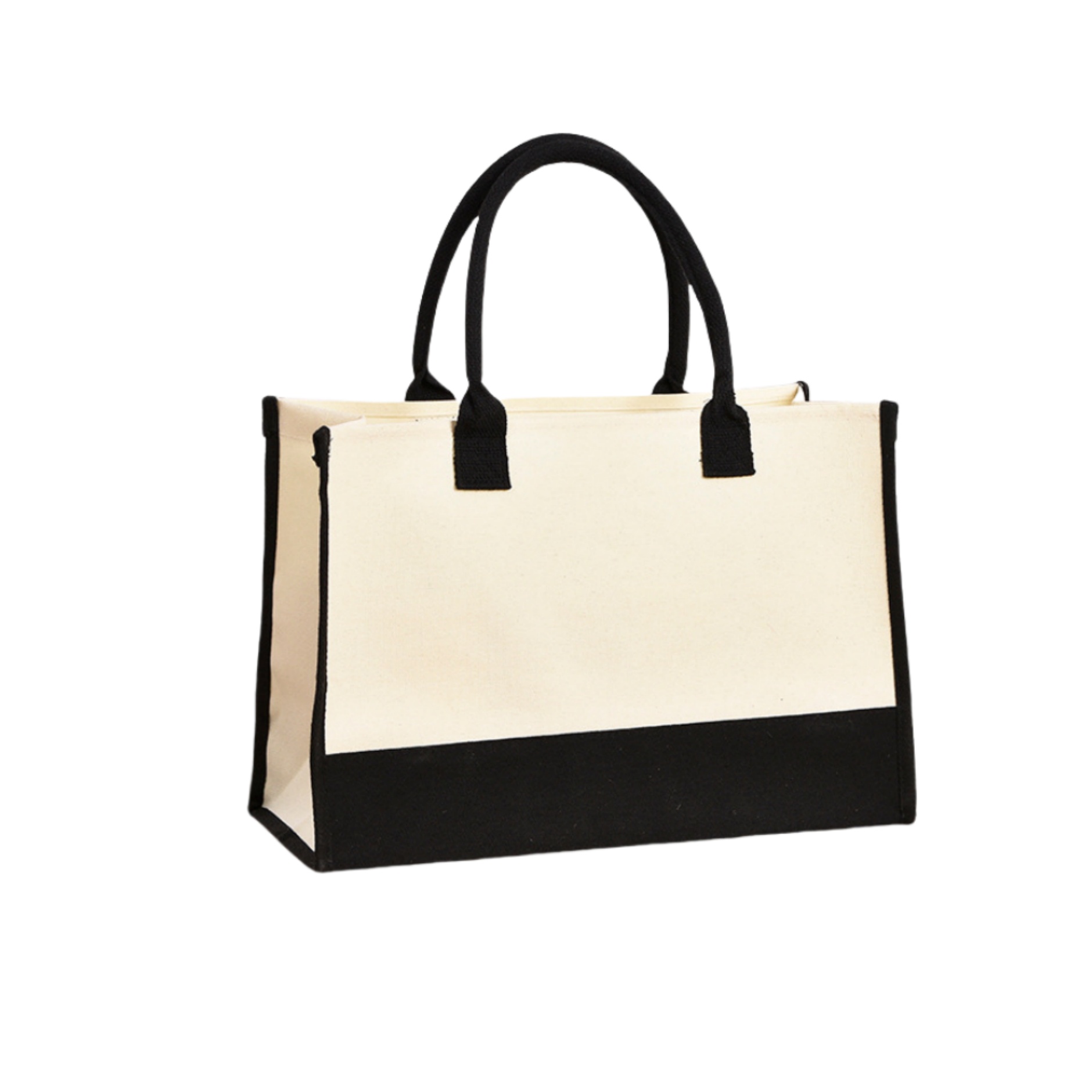 Classic White & Black Cotton Canvas Tote Bag, custom tote bag with logo imprint 3