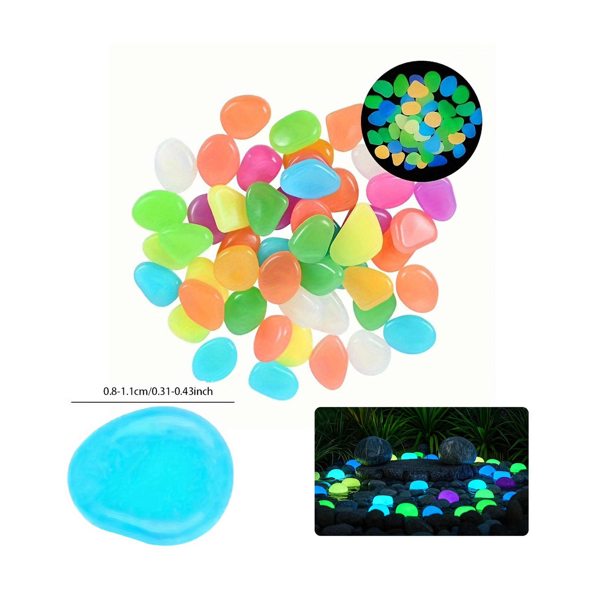 Glow In The Dark Pebble Stones (50 Pcs) 3