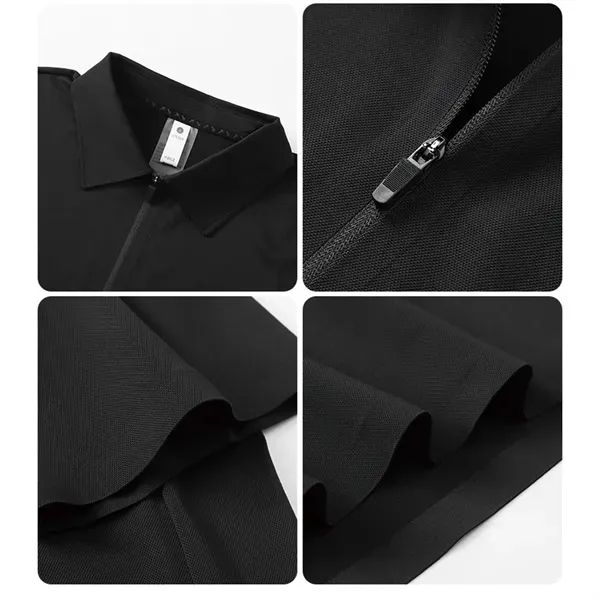 Quick-Dry Half-Zip Stand Collar Polo Shirt 11