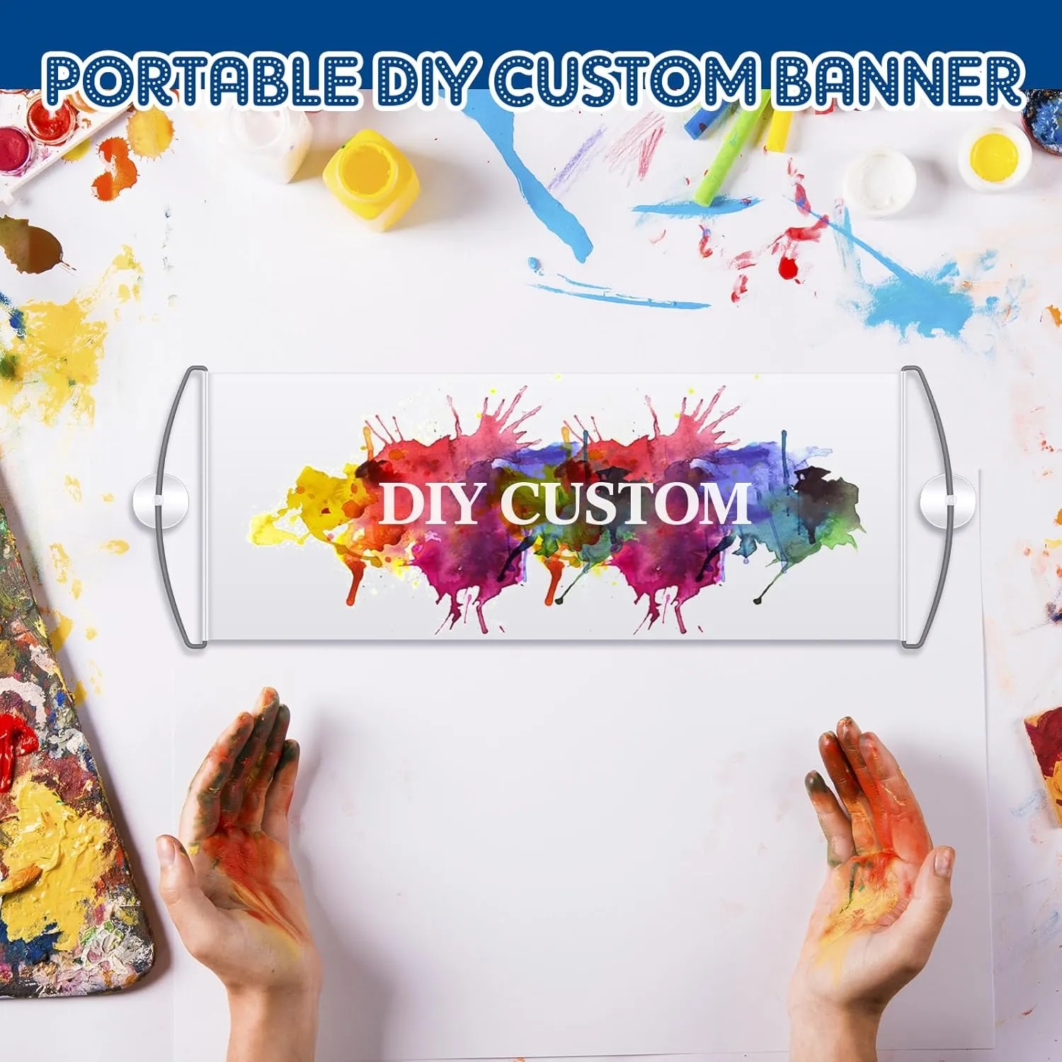 Retractable PET Plastic Scroll Hand Banner Flags 5