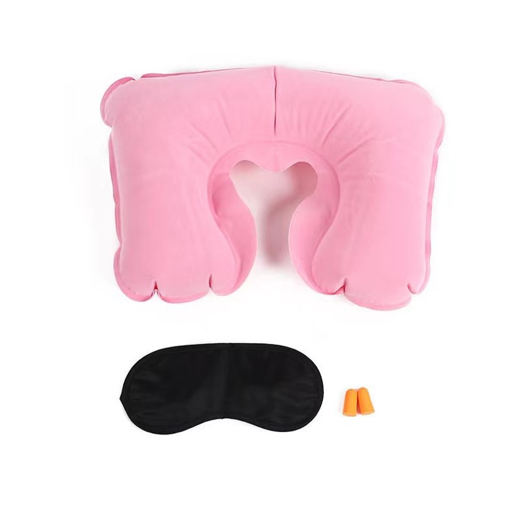 Inflatable Neck Travel Pillow + Eye Mask + Ear Plugs 3 Piece 5