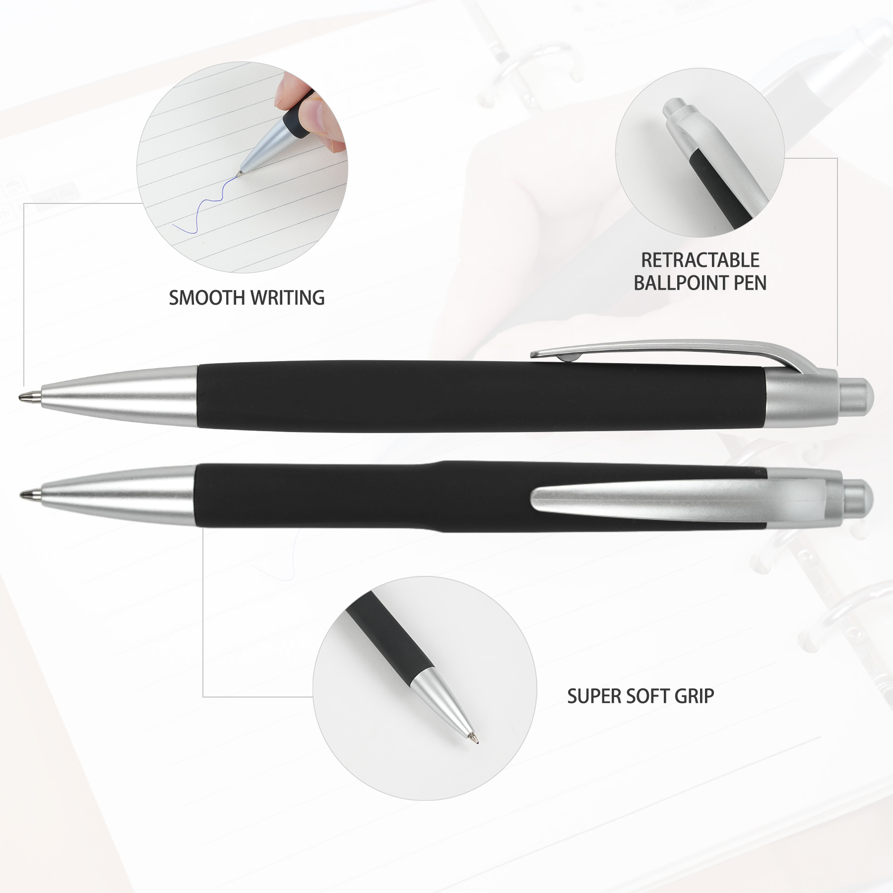 1.0mm Midpoint Comfort Grip Ballpoint Pen With Black/Blue Ink 4