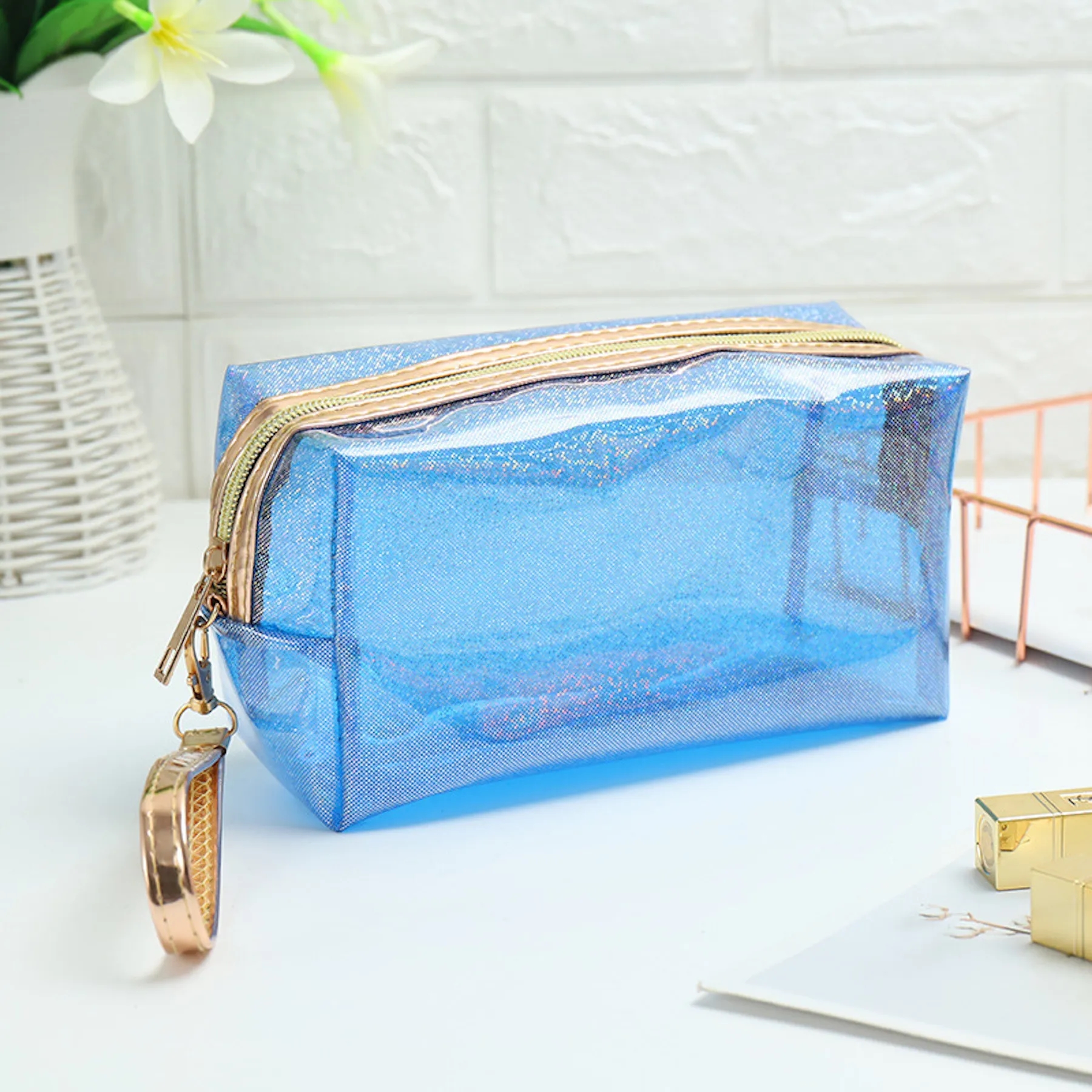 Waterproof Glitter Translucent Cosmetic Bag Woman 2