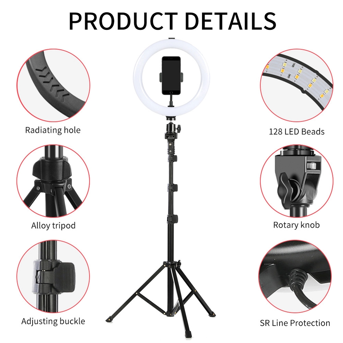 Selfie Ring Light with Tripod Stand & Phone Clip 5