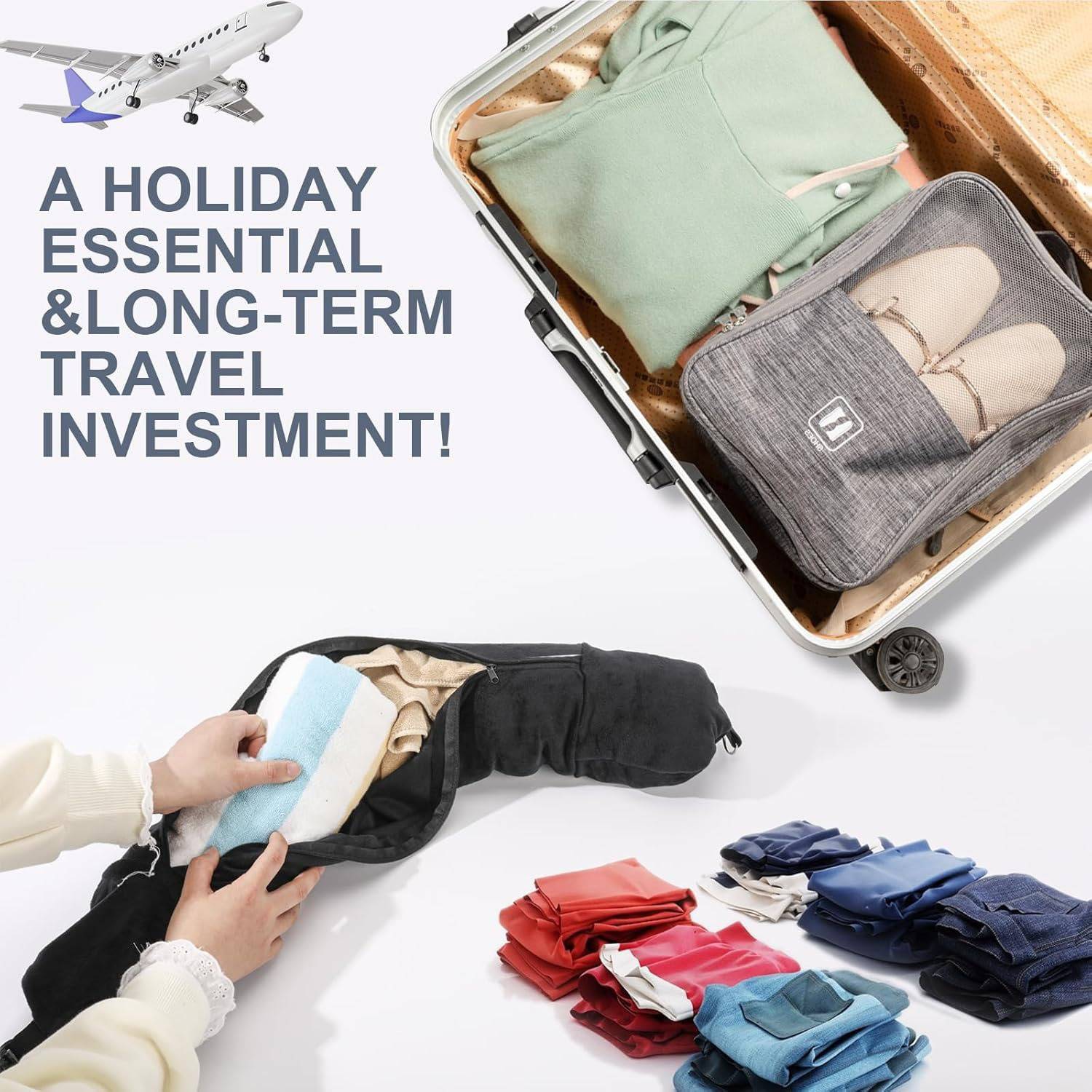 Soft Velvet Adjustable Travel Neck Pillow Bag 7