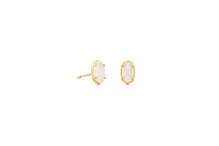 Kendra Scott Emilie Gold Stud Earrings in Iridescent Drusy 2