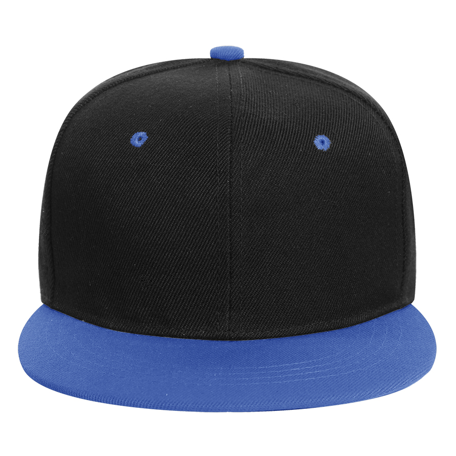 Stock 2-Tone Polyester 6 Panel Cap, Flat Visor, Snapback 1