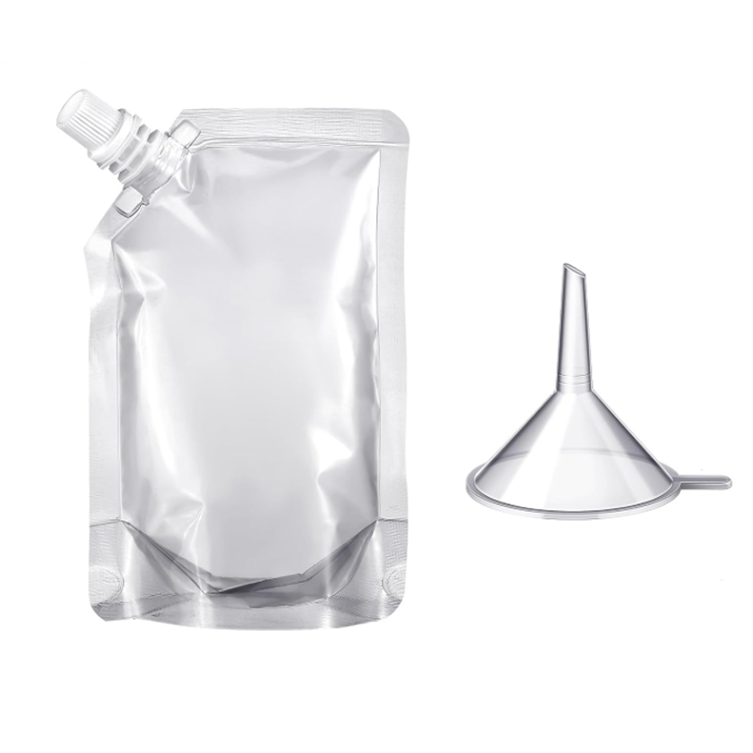 Transparent suction nozzle beverage bag w/ funnel 3