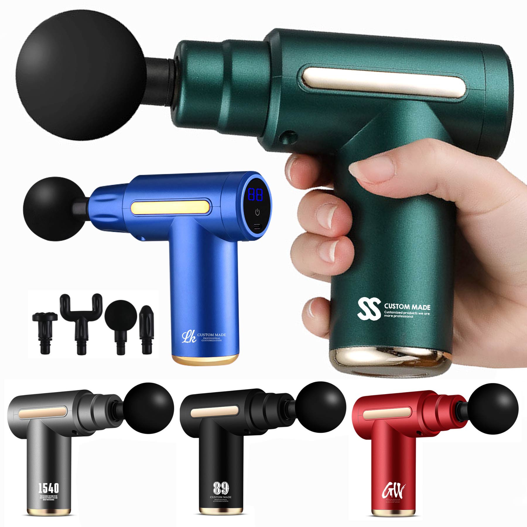 1800mah USB Rechargeable Hand Gun Massagers 1