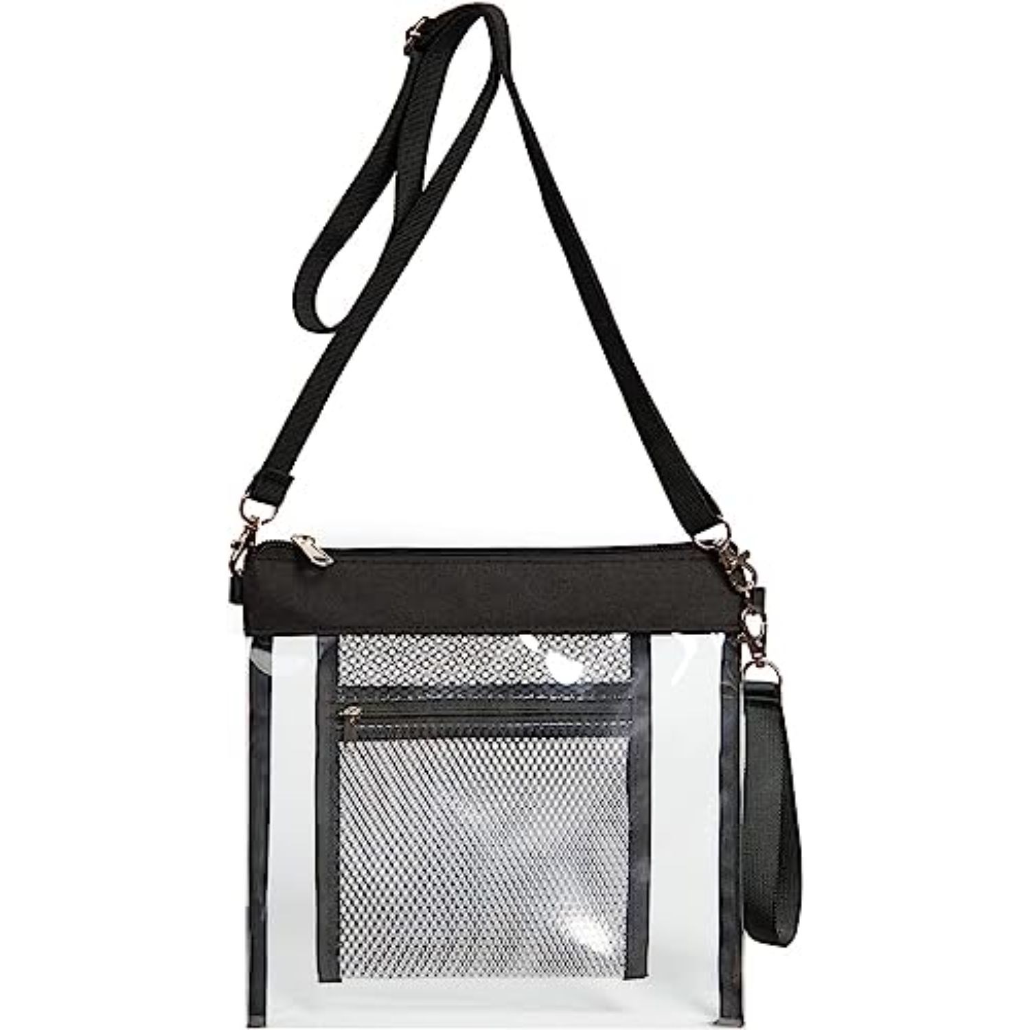 Clear Purse Handbag PVC Crossbody Bag with Inner Mesh Zip Pocket 2