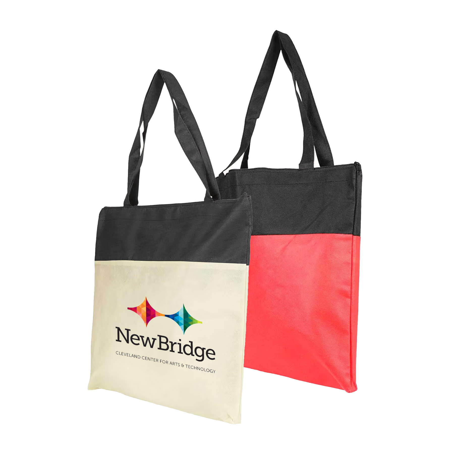 Recycled Non-Woven Polypropylene 2-Tone Zippered Tote 3