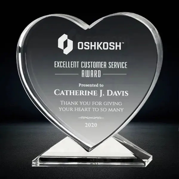 Crystal Heart Shaped Plaque Awards 2