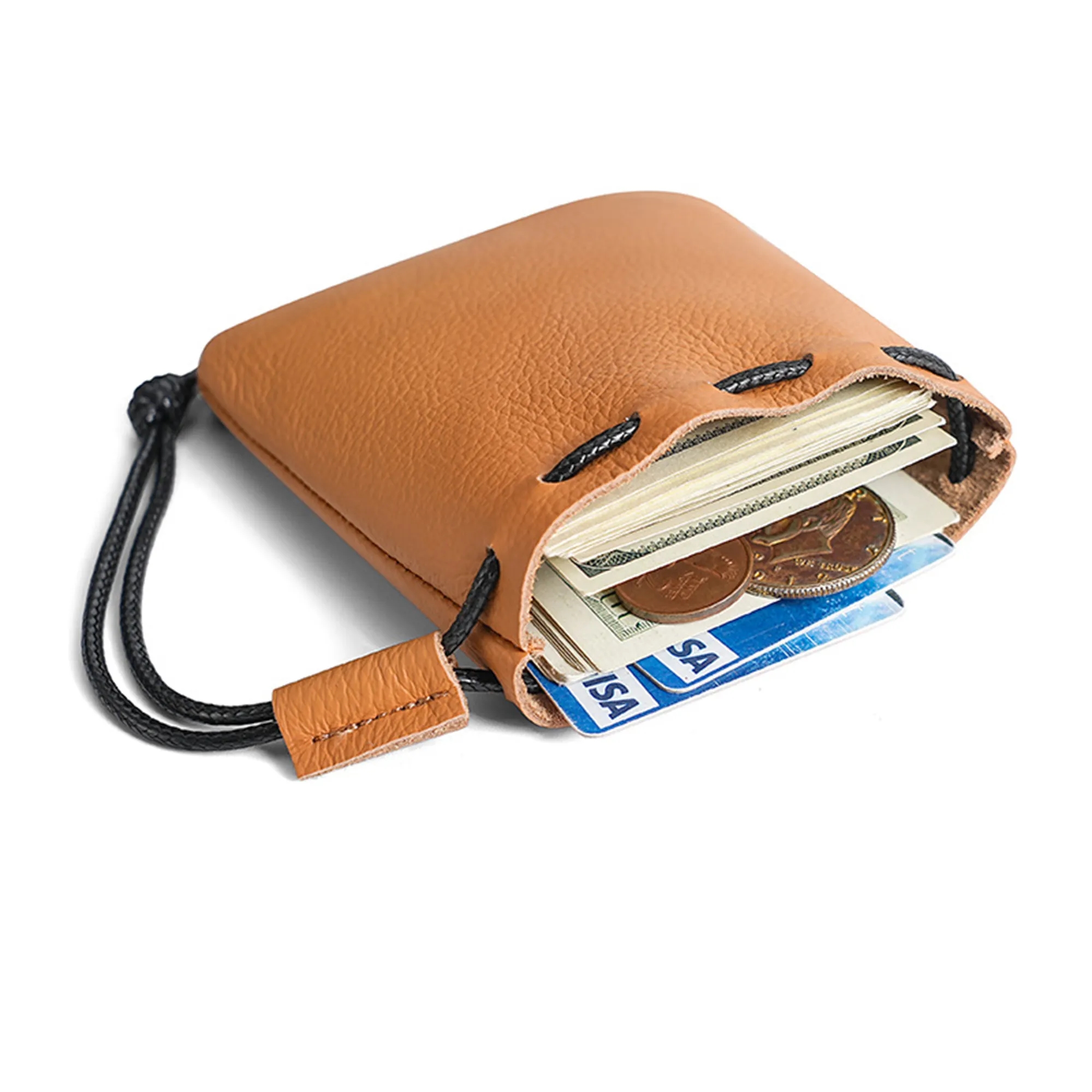 Genuine Leather Drawstring Coin Pouch 2