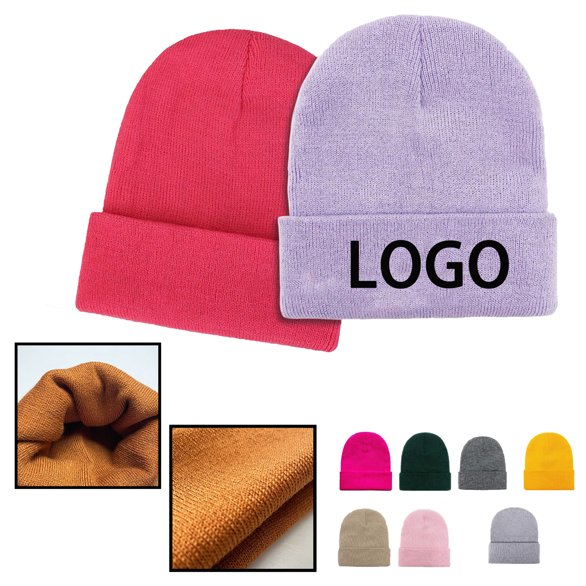 Embroidered Thick Knit Hat 2