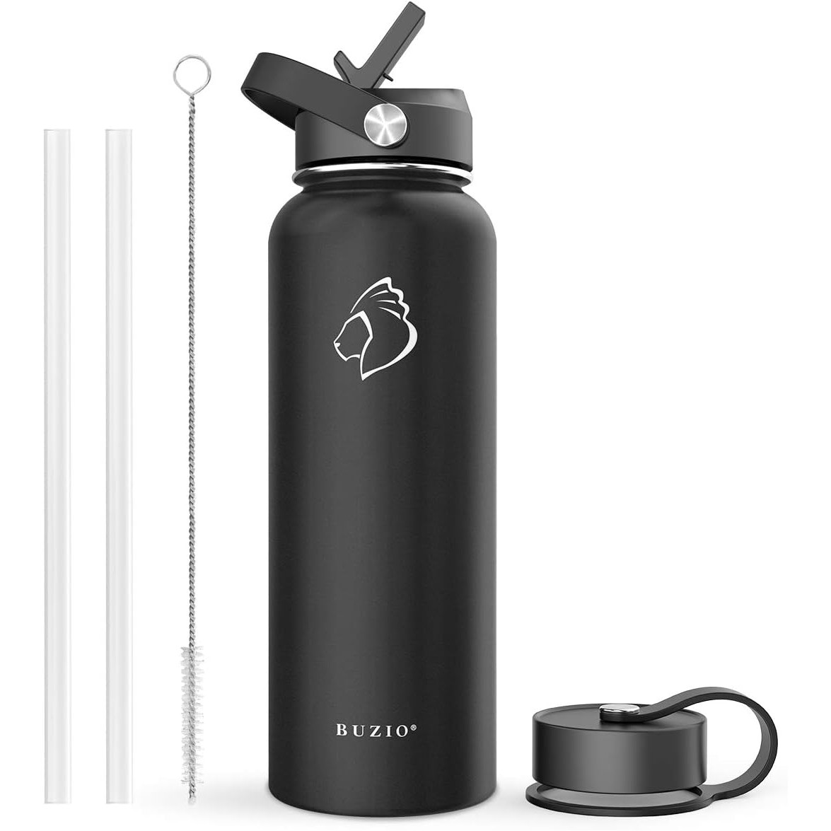 Stainless Steel Water Bottle, 40 oz Vacuum Insulated Water Bottle with Straw Lid and Flex Cap 2