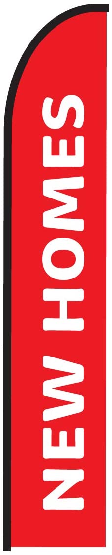 New Homes Signs for Real Estate - Feather Flag Swooper Outdoor Banner 11.5ft - Flag Only (Red) 2