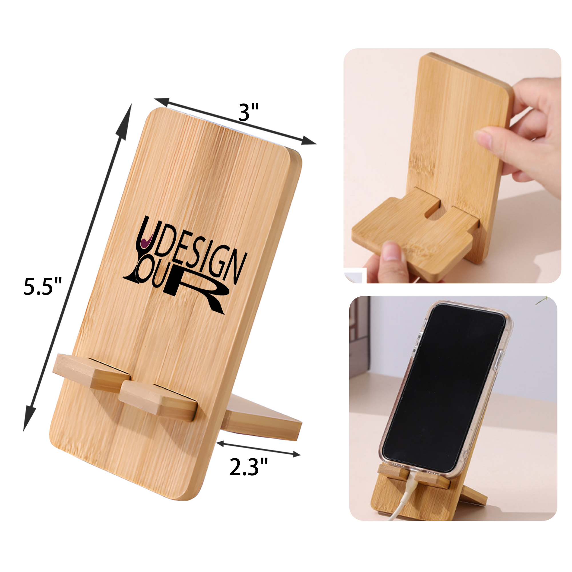 MOQ 50 PCS Stylish Wooden Phone Holder 2