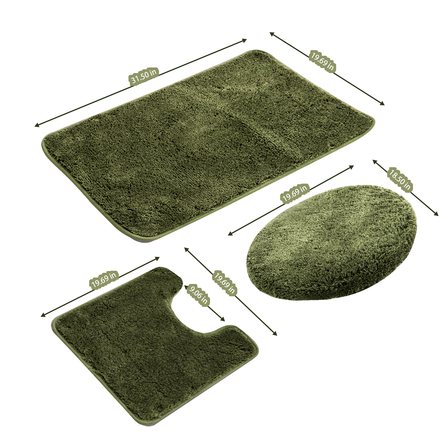 3 Piece Bathroom Rug Set Bath Mats 7