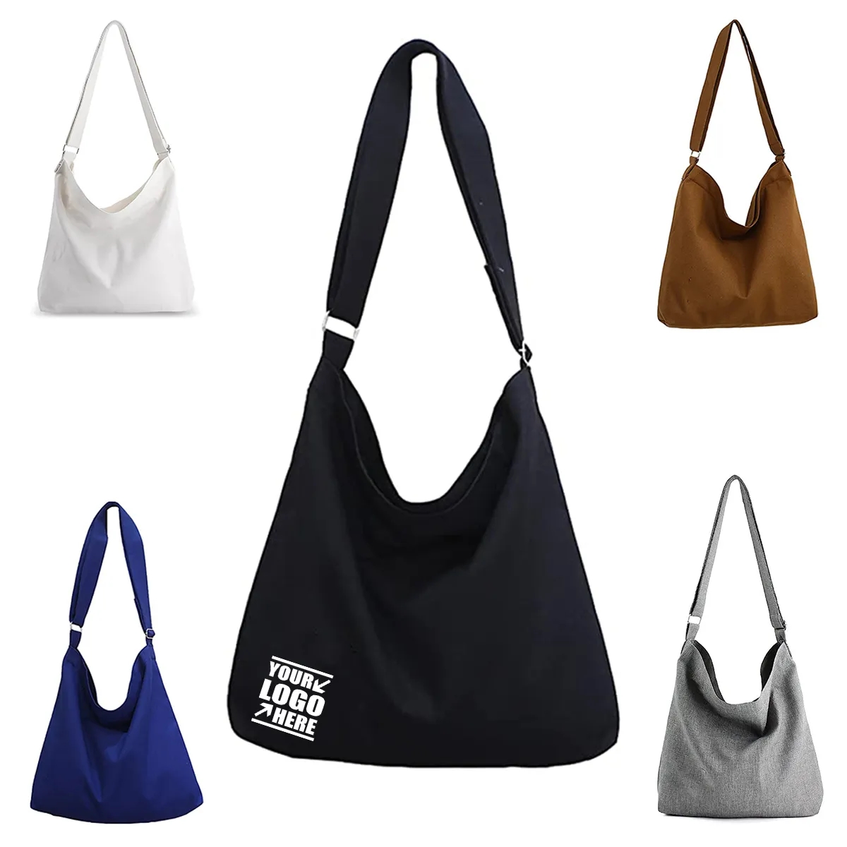Large Size Casual Canvas Tote Crossbody Handbag 2