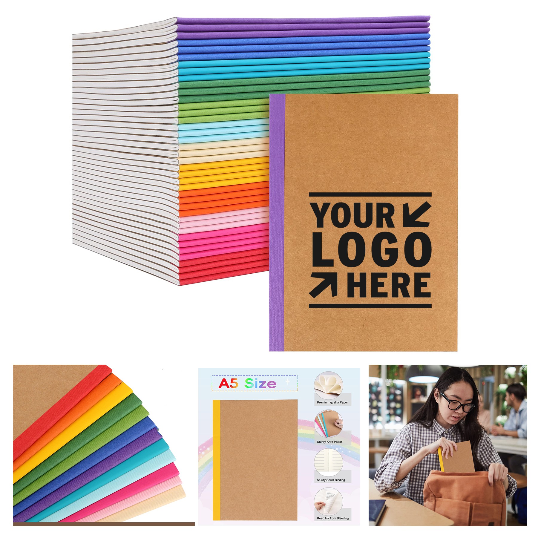 60 Pages 12 Assorted Colors Kraft Notebook 1
