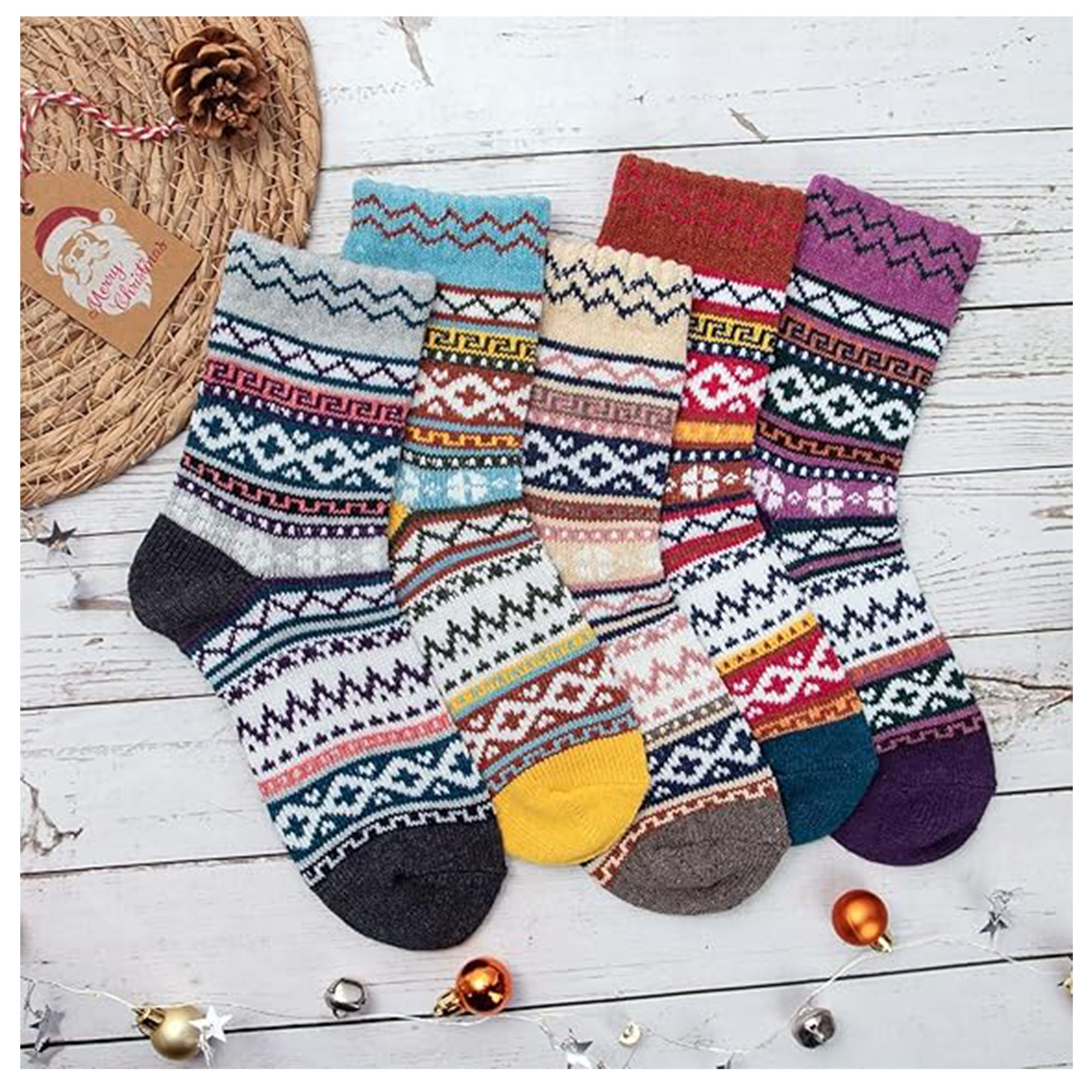 Cotton Cozy Winter Socks With Nordic-Inspired Patterns 1