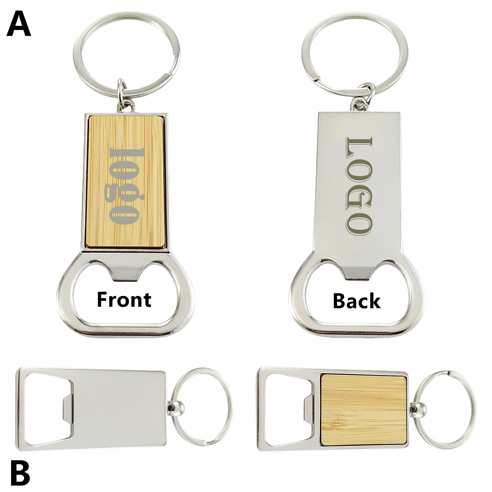 Durable Metal & Bamboo Keychain Bottle Opener MOQ50 2