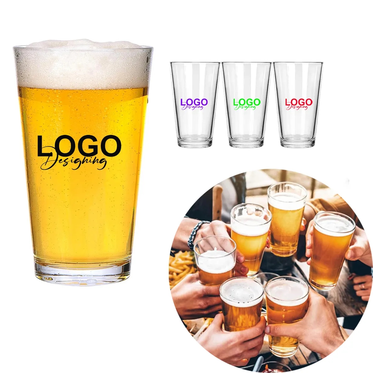 16 oz Pint Beer Glasses 2