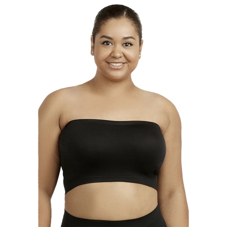 Women's Plus Size Seamless No Pad Tube Bras - Black 2