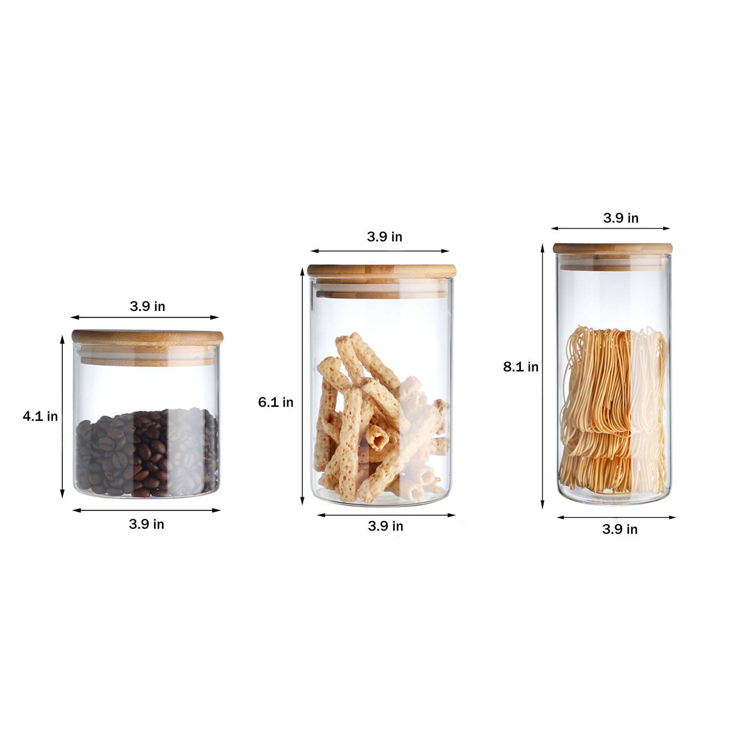 21/31/42oz Borosilicate Glass Jar Set w/ Bamboo Lid 8