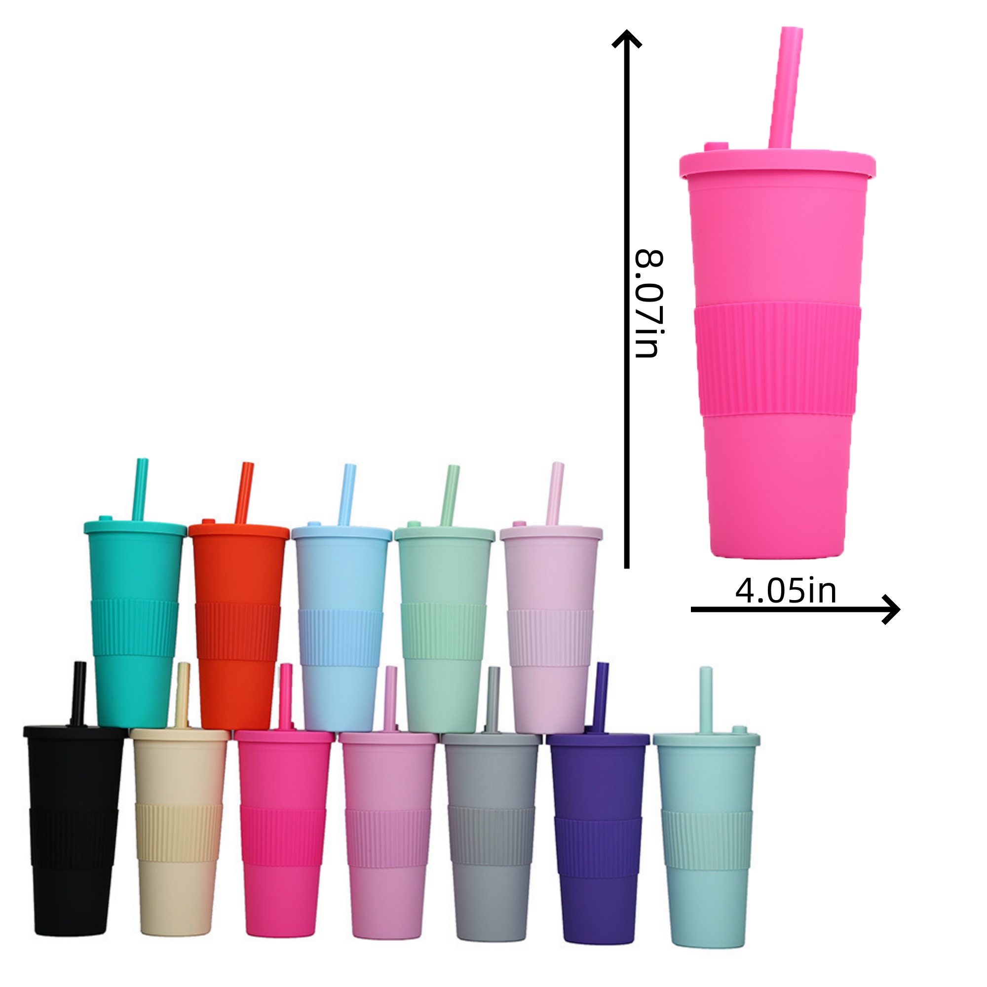 Customized double-layer large hole straw plastic cup 1