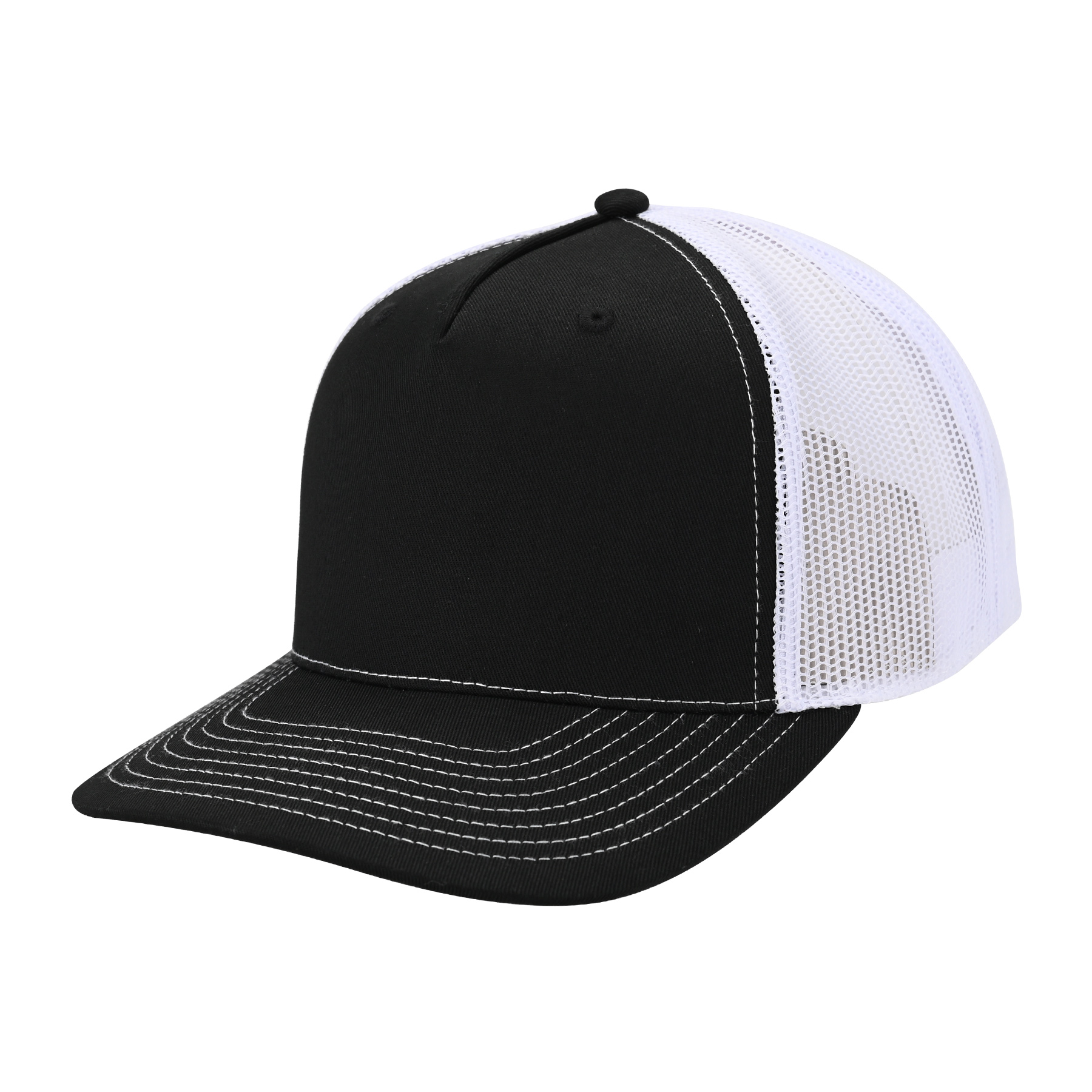 Premium 5-Panel Trucker Cap With Mesh Back & Plastic Snapback Closure 1