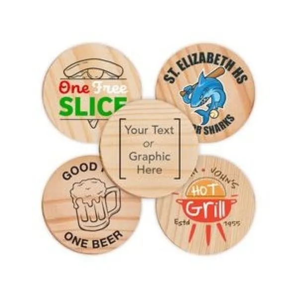 Full Color Printed Wood Game Token 1.5" - Wooden Nickel 3