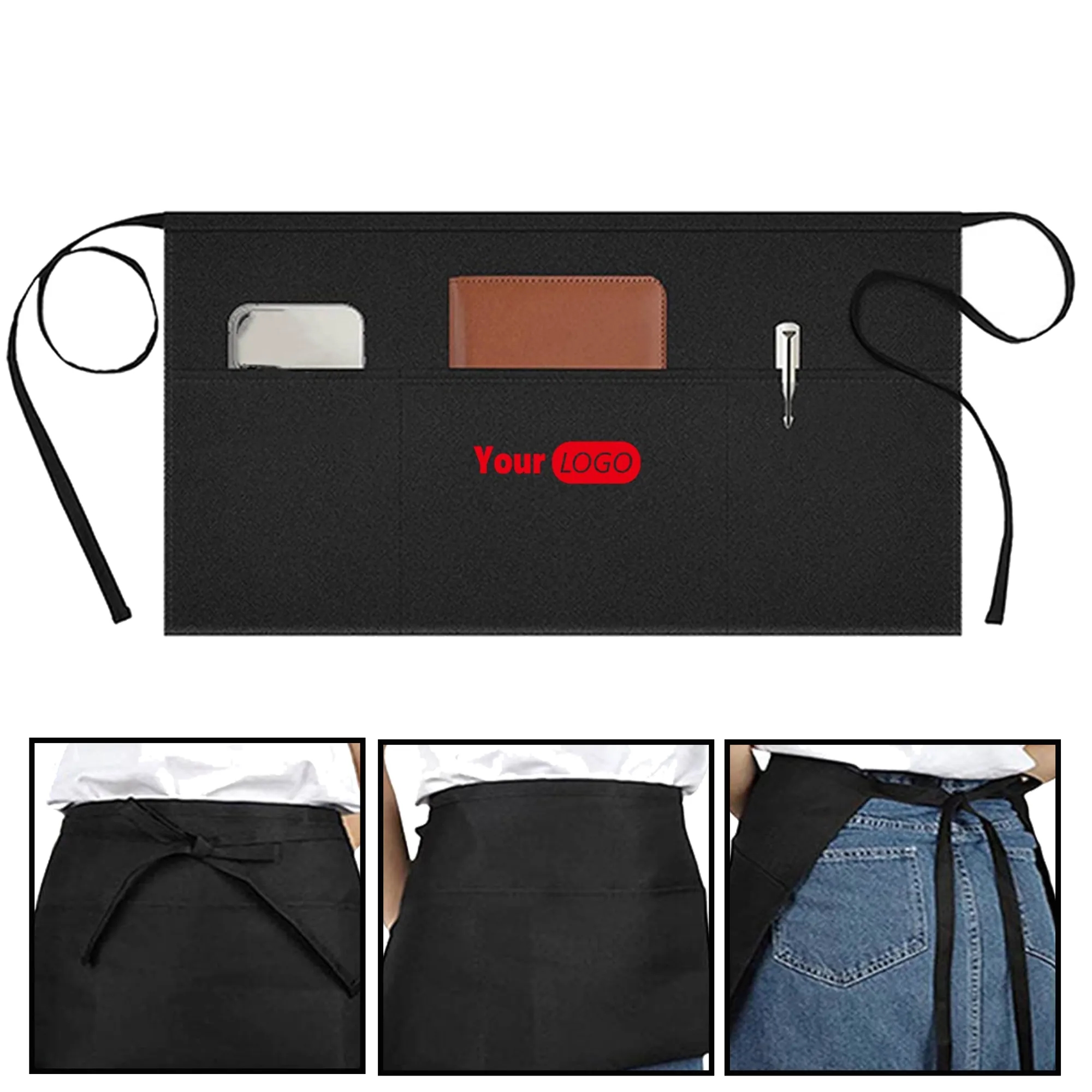 Server Waist Apron With 3 Pockets 2