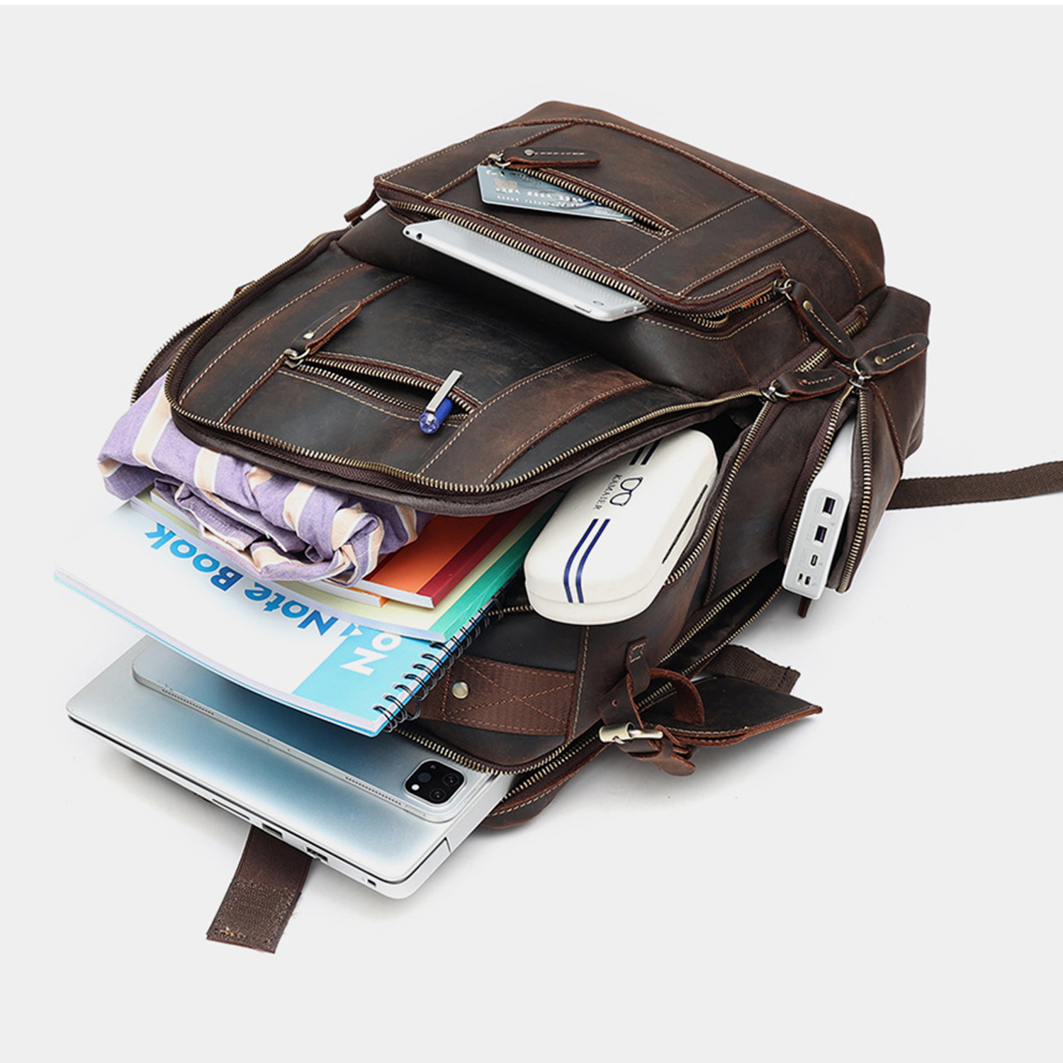 Vintage Genuine Leather Laptop Backpack 10