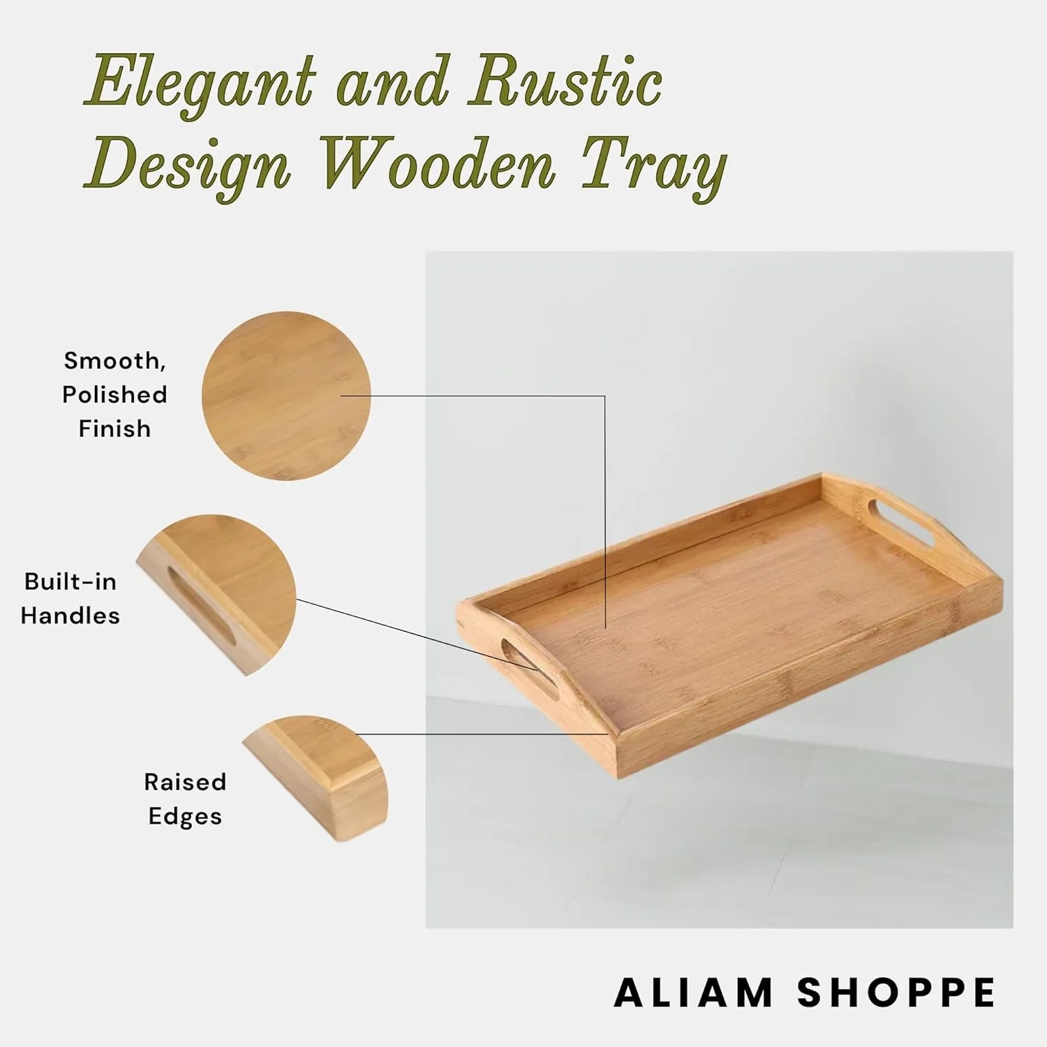 Bamboo Serving Tray with Handles 7