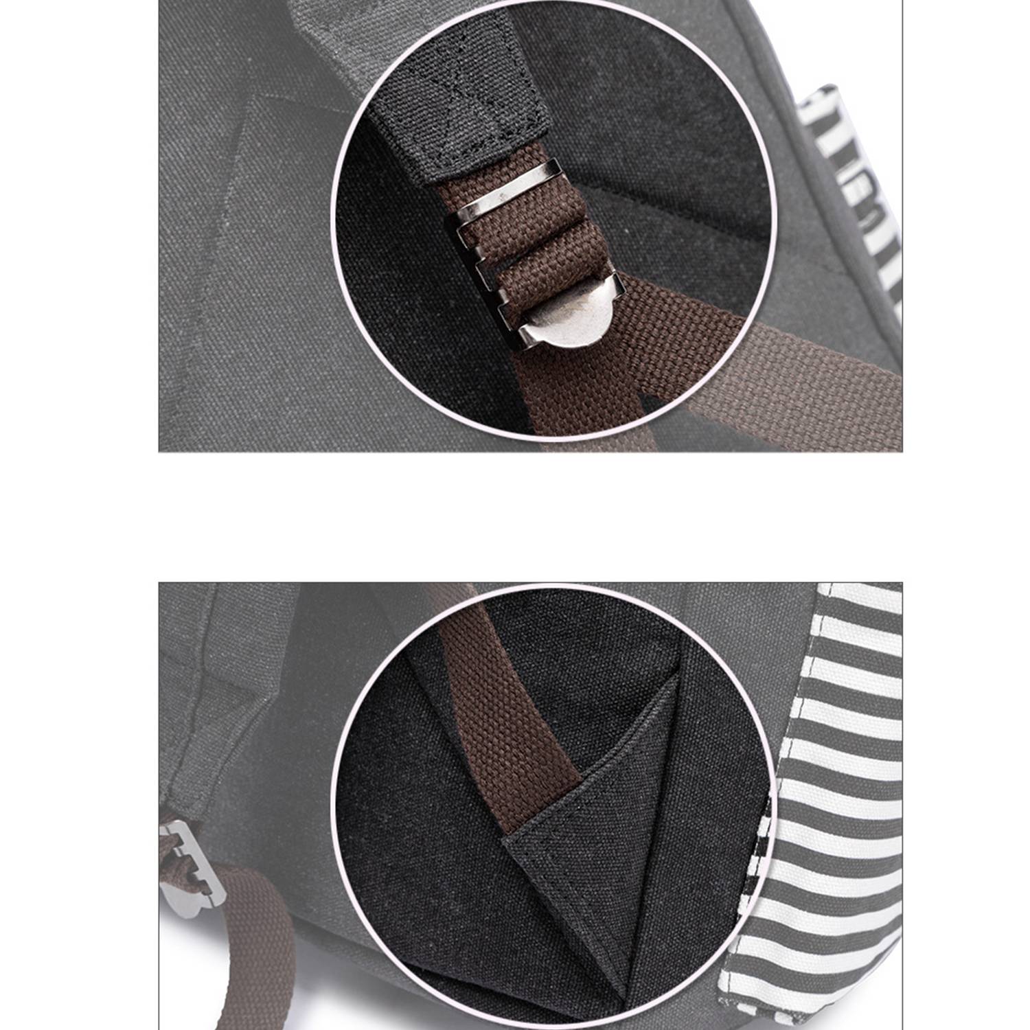 Striped Casual Canvas School Backpack 6