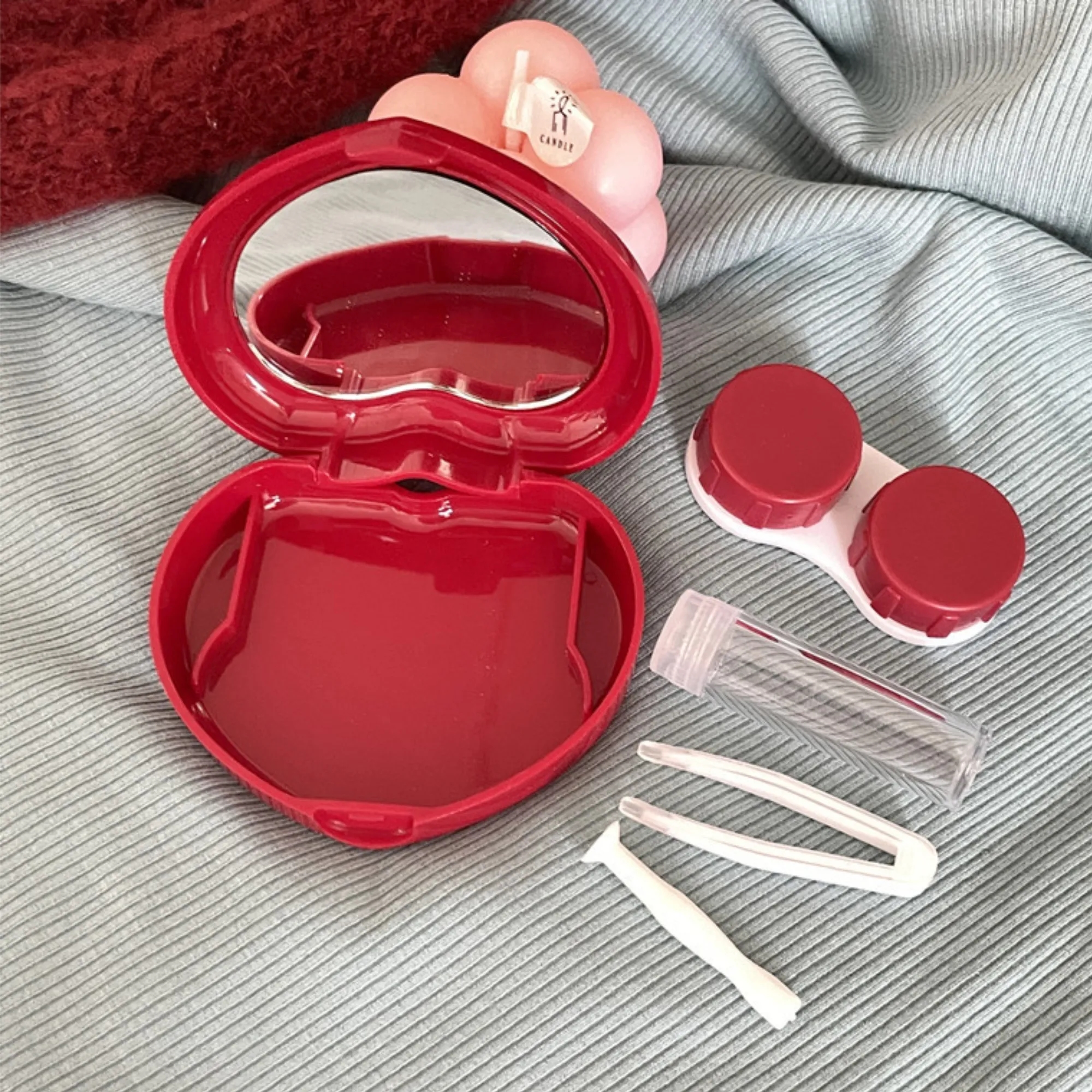Mini Contact Lens Case Travel Storage Kit With Mirror 2